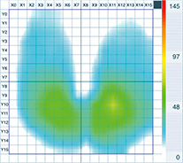 HRオリジナルクッションの体圧分散効果の比較図