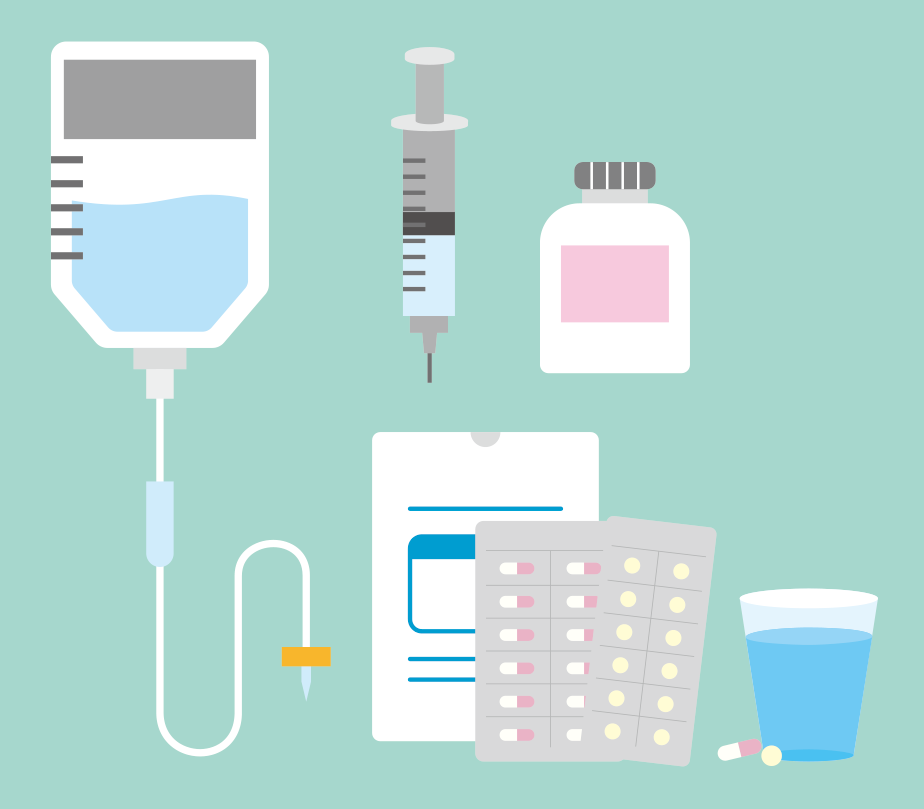 医療器具や薬のイラスト。