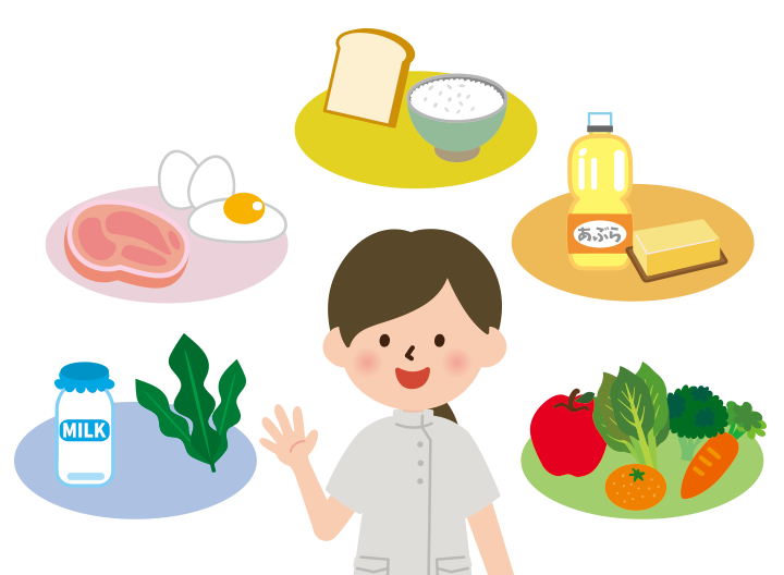 タンパク質などの栄養のある食材のイラスト