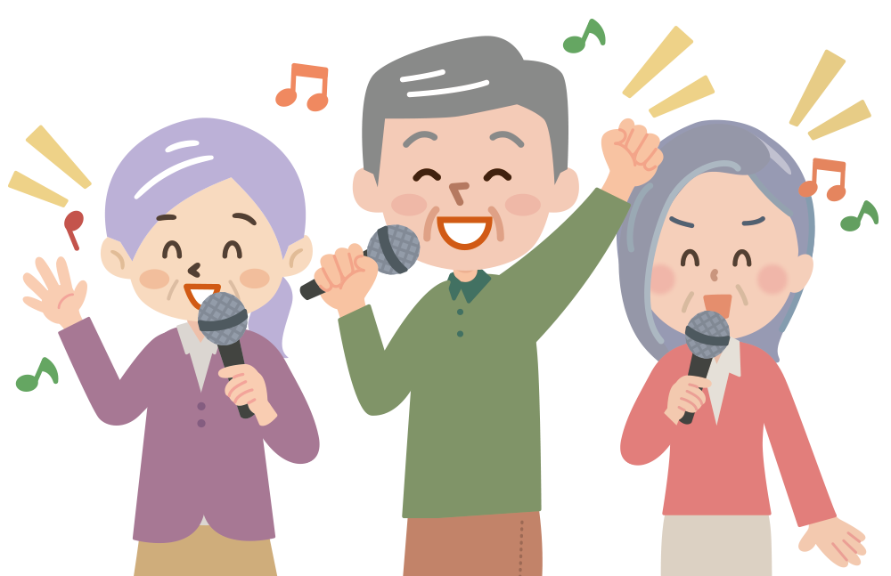 カラオケを楽しむ女性と男性のイラスト