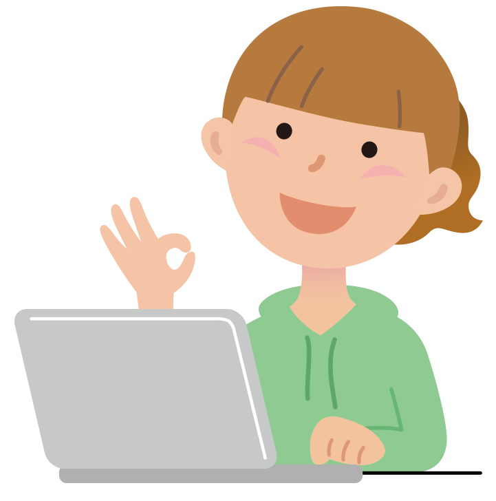 PCを触る女性のイラスト