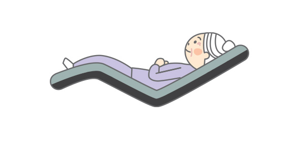 ベッドで背上げやひざ上げで休むと、楽な姿勢を保つことができます。