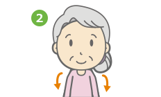 2.上げた肩を戻す。3秒以上かけてゆっくり行います。