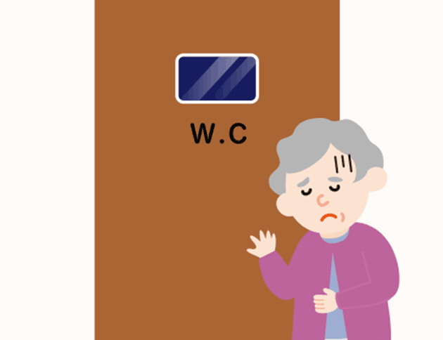 おなかが重く張りつめ、ときには腹痛や嘔吐も。