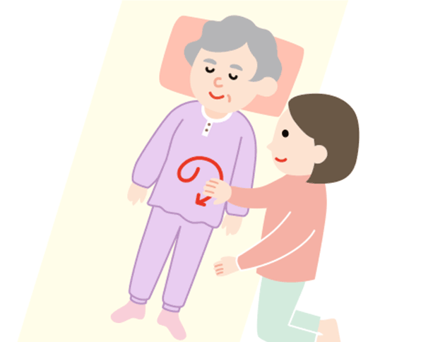 病院や施設でも行われる「の」の字マッサージ。