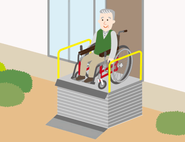 “段差解消機” 電動で上下するので介助の力がいりません。