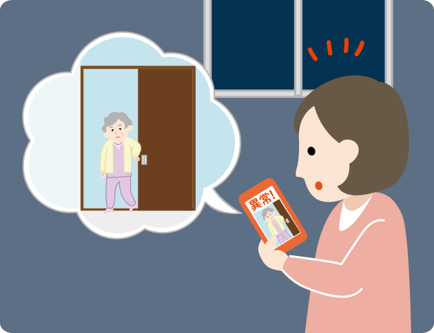 親の動きを感知して、家族に画像付きメールを配信