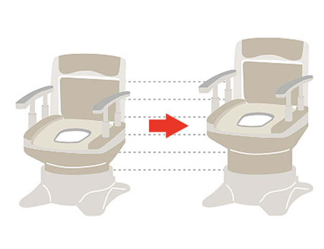 体格・症状に合わせることができる座面高さ調整機能