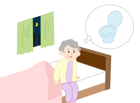 トイレの心配をする人のイラスト