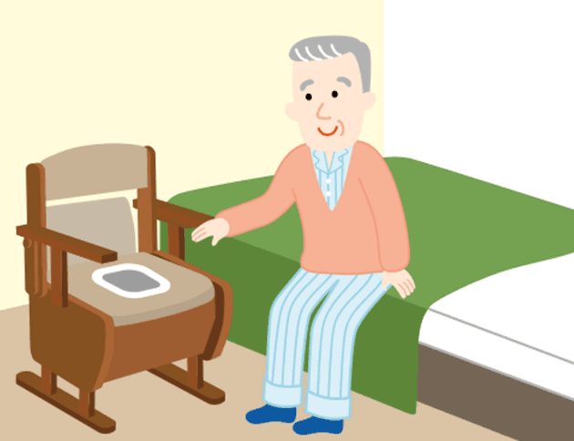 座位をたもてる方(かた)にはポータブルトイレを。