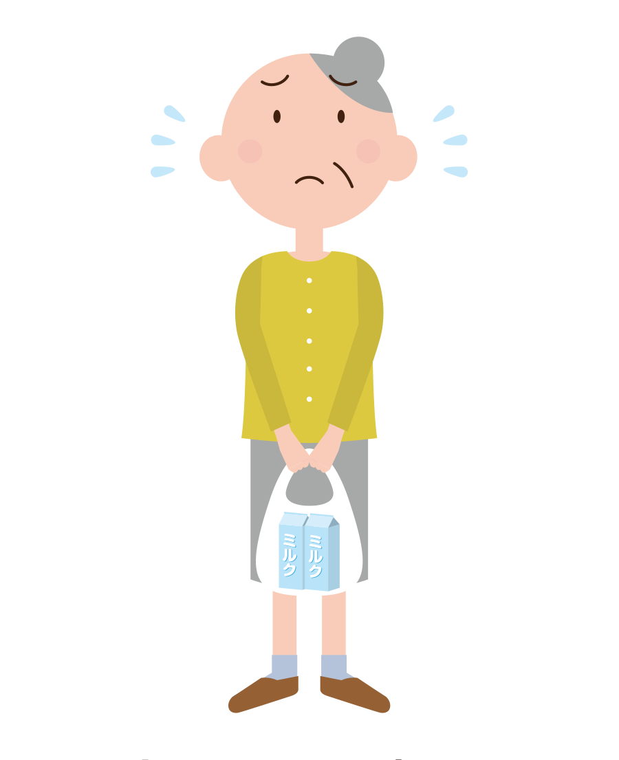 2kg程度の買い物をして持ち帰れない（１リットルの牛乳パック2個程度）