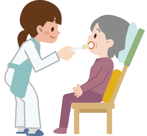口腔ケアの正しい姿勢のイラスト