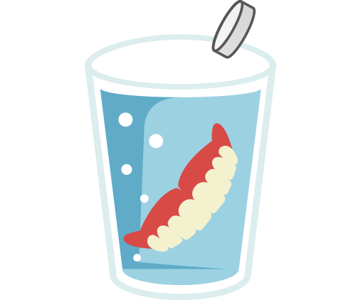 コップを使用した入れ歯洗浄のイラスト