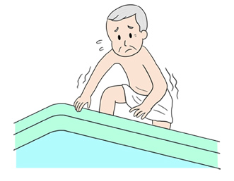 浴槽をまたぐのが不安な人のイラスト