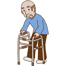 歩行器を使う人のイラスト