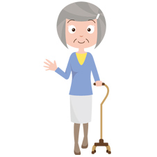 4点杖を使う人のイラスト