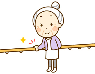 手すりにつかまる人のイラスト