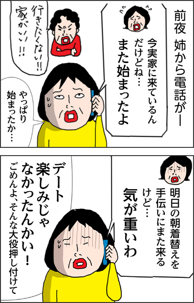 Jおばちゃんから連絡が来て来週ママとKおばちゃんと3人で食事に行こうってえ〜おばちゃん元気なの?いくつになったの?90歳だって!!いやだ〜カレンダー見てデートだって!!ママったら楽しみにしてるのね最近あまり外出したがらないけどママも良い気分転換になるわいつも連れ出してくれるJおばちゃんに感謝しなきゃね前夜姉から電話がー今実家に来ているんだけどね…また始まったよ生きたくない!!家がいい!!やっぱり始まったか…明日の朝着替えを手伝いにまた来るけど…気が重いわデート楽しみじゃなかったんかい!ごめんよ、そんな大役押し付けて翌朝 姉からLINEが!!おおー!!行く気になったのね着替えた!どう?