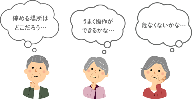 とめる場所はどこだろう…うまく操作ができるかな…危なくないかな