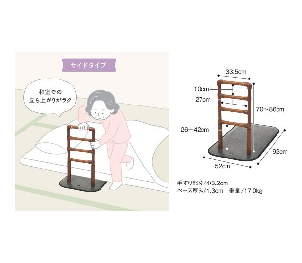 オリジナル置き型手すり DHRレールサイドタイプ