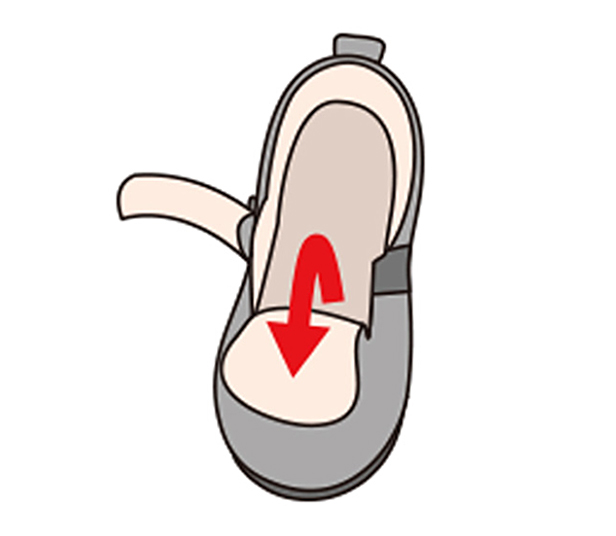 甲がより大きく開いて、カン付ベルトで足入れがスムーズ